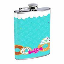 Donuts Hip Flask Stainless Steel 8 Oz Silver Drinking Whiskey Spirits Em2 - £7.86 GBP