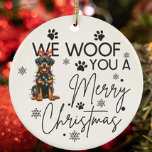 Merry Christmas Rottweiler Dog Woof Xmas Lover Ornament Gift Tree Decor Hanging - £12.54 GBP