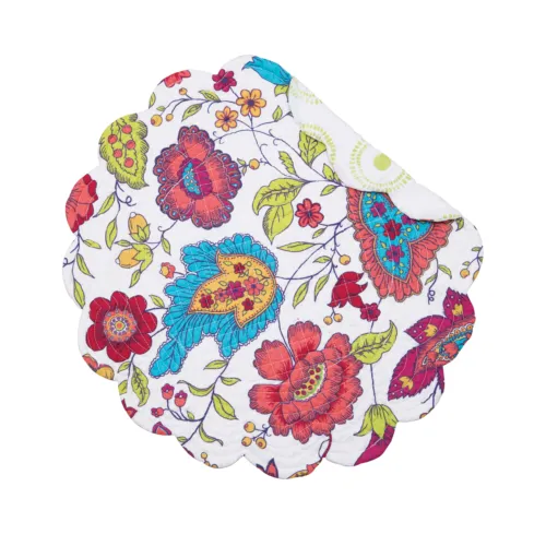 New Teagan Cotton Quilted Round Reversible Placemat Set Of 6 17 C&amp;F Home - £63.85 GBP