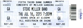 Steve Miller Band Ticket Stub July 16 2015 Grand Rapids Michigan - £11.62 GBP