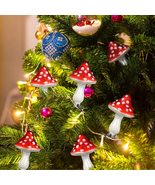 6 Mushroom Bauble Christmas Glass Ornament with Alligator Clip Personali... - $16.80