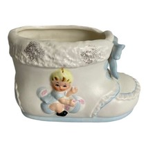 Vintage Lefton’s Ceramic Baby Shoe Planter 6” X 3” Flawed - $18.54