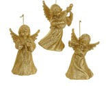 KURT ADLER SET OF 3 GOLD GLITTERED ANGEL w/MUSICAL INSTRUMENT XMAS ORNAM... - $22.88