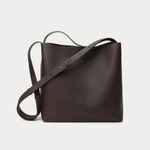 2021 Simple European Style Brand Nappa Cowhide Leather Women&#39;s Shoulder Bucket B - £83.55 GBP