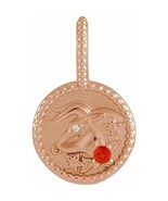 14k Rose Gold Mexican Fire Opal and Diamond Taurus Zodiac Sign Pendant - €727,13 EUR