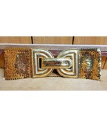 Vintage 80s DISCO Gold Sequin STRETCH BELT Waist Cincher Retro 4&quot;x26&quot; Co... - €34,11 EUR