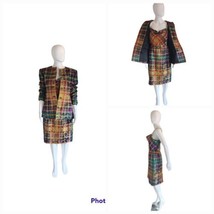 Vintage Carlisle Brocade plaid 3 Pc Skirt Suit wool/silk Dynasty style s... - £356.25 GBP