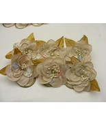 Vintage Handmade Napkin Rings Set of 6 Beige w Pink Blue Green Accent St... - €16,87 EUR