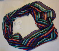 Calvin Klein Infinity Cowl Scarf Loop Wide Stripes Multiple Colors Polye... - £15.92 GBP