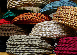 25&#39; Cotton Cloth Covered Twisted Electrical Wire, Vintage Lamp Cord Antique Fans - £26.27 GBP