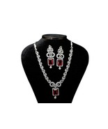 Crimson Charm Elegance Set. Diamond necklace/Indian Jwelery/bollywood ne... - £30.20 GBP