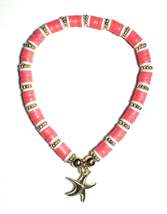 Heishi Beaded Stretch Anklet with Starfish Charm, Fluorescent Pink and G... - $5.99
