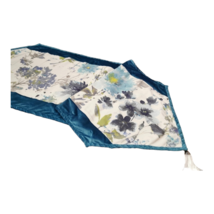 Luxury Table Runner, High Quality Blue Velvet, Floral Cotton, Quilted Ru... - $159.00
