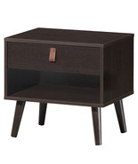 Nightstand Bedroom Table with Drawer Storage Shelf-Brown - Color: Brown - $139.24 CAD