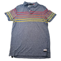 SUPERDRY Polo Shirt Men&#39;s Size XL Super Sunrise Bay Striped Gray Red Yellow - £13.97 GBP