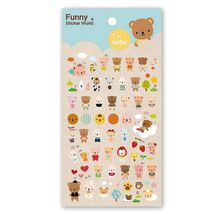 CUTE TEDDY BEAR GEL STICKERS Sheet Animal Craft Kids Scrapbook Sticker Bebe - $2.49