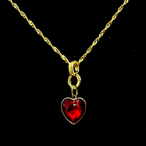 AZT Red Heart Pendant &amp; 18k GF Chain - £51.43 GBP