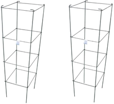 Galvanized Square Folding Tomato Cage Plant Support Stake Tower Pack of 2 Sets - £47.12 GBP