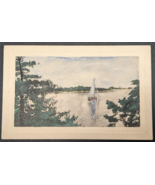 Vintage Pink Of Perfection Postcard - Sailboat on a Lake - Trees - €10,96 EUR