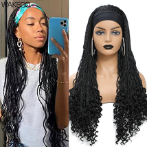 Heat Resistant 18 Inch Micro Box Braid End Curly Synthetic Lace Wig For Women - £69.54 GBP