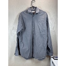 Calvin Klein Mens Button Down Gray White Long Sleeve Dress Shirt Size 16... - $409.56 MXN