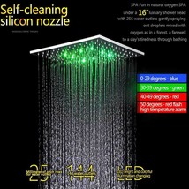 Ceiling Mounted Rainfall LED Shower, Body Jets Stainless Steel 16&quot;, Matt Black - £1,159.30 GBP