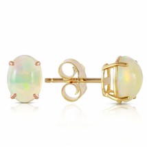 0.9 Carat 14K Solid Yellow Gold Elegant Stud Earrings w/ Natural Opals Gemstone - $235.30