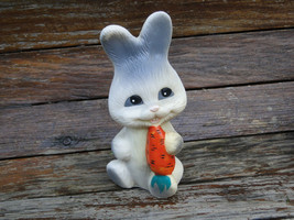 Vintage Soviet USSR Rubber Toy Rabbit With Carrot About 1970 - £13.41 GBP