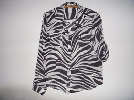Lot Calvin Klein Michael Kors Black White Zebra Animal Print Button Blouses S M - £15.78 GBP