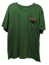 Mollusk hydra tee bud green red-orange stripes pocket Men&#39;s t-shirt L Large - $24.74