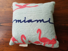 Pottery Barn Embroidered Miami Pillow Design Front 11.5&quot; x 11.5&quot; - $19.75