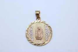 14K Yellow Gold Virgen de Guadalupe Pendant Charm Dije Catholic Religious - £111.82 GBP
