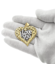 Heart I Love You Pendant 10k Gold Charm 1.8&quot; - £250.81 GBP