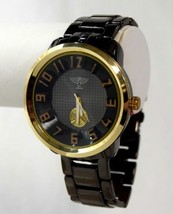 NEW NY London 2864 Men 3D Design Dial  Yellow Gold Numerals Black Bracelet Watch - £20.66 GBP