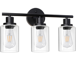 3 Light Vanity Lights, Black Wall Sconce Light with Clear Glass - £50.86 GBP