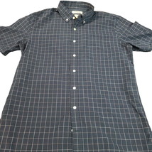 Goodthreads Mens Button Up Shirt Blue Size Cotton Short Sleeve Button Collar - £7.70 GBP