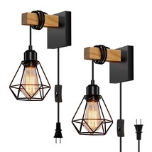 Industrial Plug In Wall Sconces Set Of Two, Sconces Lighting With On/Off Switch, - $78.99