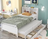 With Trundle And Drawers,Wooden Bedframe With Storage Headboard,Bookcase... - $586.99
