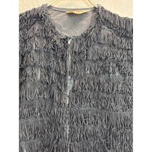 Sam Brooke Fringe Cropped Jacket Short Sleeve Black Zipper Front Women - $24.95
