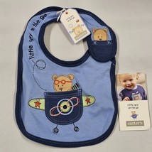 VTG Carters Little Guy on the Go Blue Bear Airplane Plane Baby Boy Layette Bib - £11.89 GBP