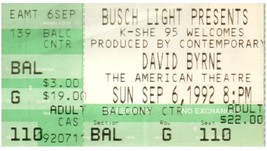 David Byrne Ticket Stub September 6 1992 St. Louis Missouri - £19.32 GBP