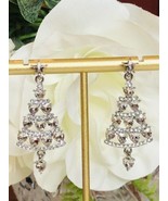 Christmas Tree Zirconia Earrings Silver Holiday Star New - £19.34 GBP