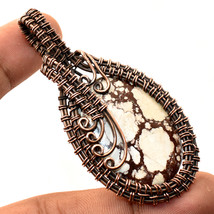 Wild Horse Gemstone Handmade Ethnic Copper Wire Wrap Pendant Jewelry 2.60&quot; SA 40 - £5.98 GBP