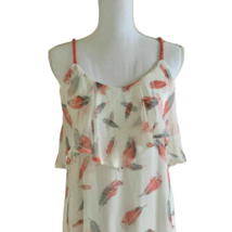 Xhilaration Womens Dress Summer Semi Sheer Maxi M Feathers Print, Lined, Braided - $36.11