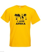 Mens T-Shirt Palms, Birds &amp; Giraffes Silhouettes, Quote I Love Africa tShirt - £19.77 GBP