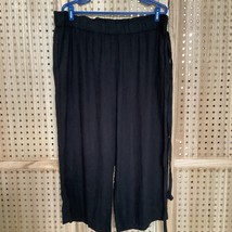 Land &#39;n Sea Women&#39;s XL Black Cropped Wide Leg Linen Blend Pants Elastic ... - $331.45 MXN