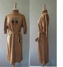 vintage Sandy D&#39;Andrade Knitwear midi turtleneck dress belted boho M new - £53.19 GBP