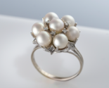 14k White Gold Pearl &amp; Diamond Cluster Ring Fine Estate Appraised At $1825. - $1,536.99