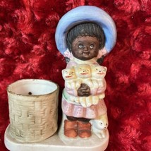 Vintage 1979 Jasco African American Girl Holding Kittens 1 1/2” Candle Opening - £9.00 GBP