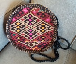 Handmade Round Cross body Rug Bag, Armenian Handbag, Ethnic Bag, Carpet Bag - £65.70 GBP